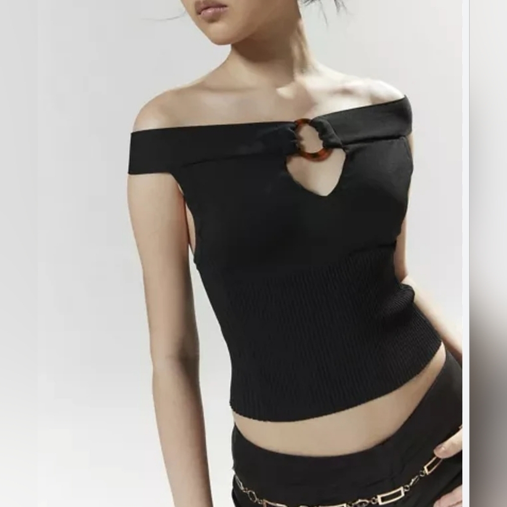 Women's Silence + Noise Olivia Off-The-Shoulder Sweater, Black Medium